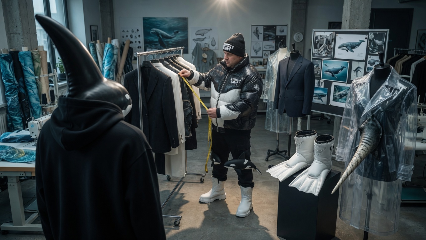 Jeffo and a killer whale guardian in the M3 atelier